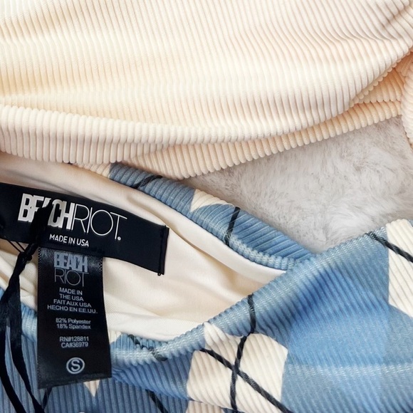 NWT Beach Riot Carlie Cutout Side Tie One apiece Swimsuit in Blue Argyle - Picture 5 of 8